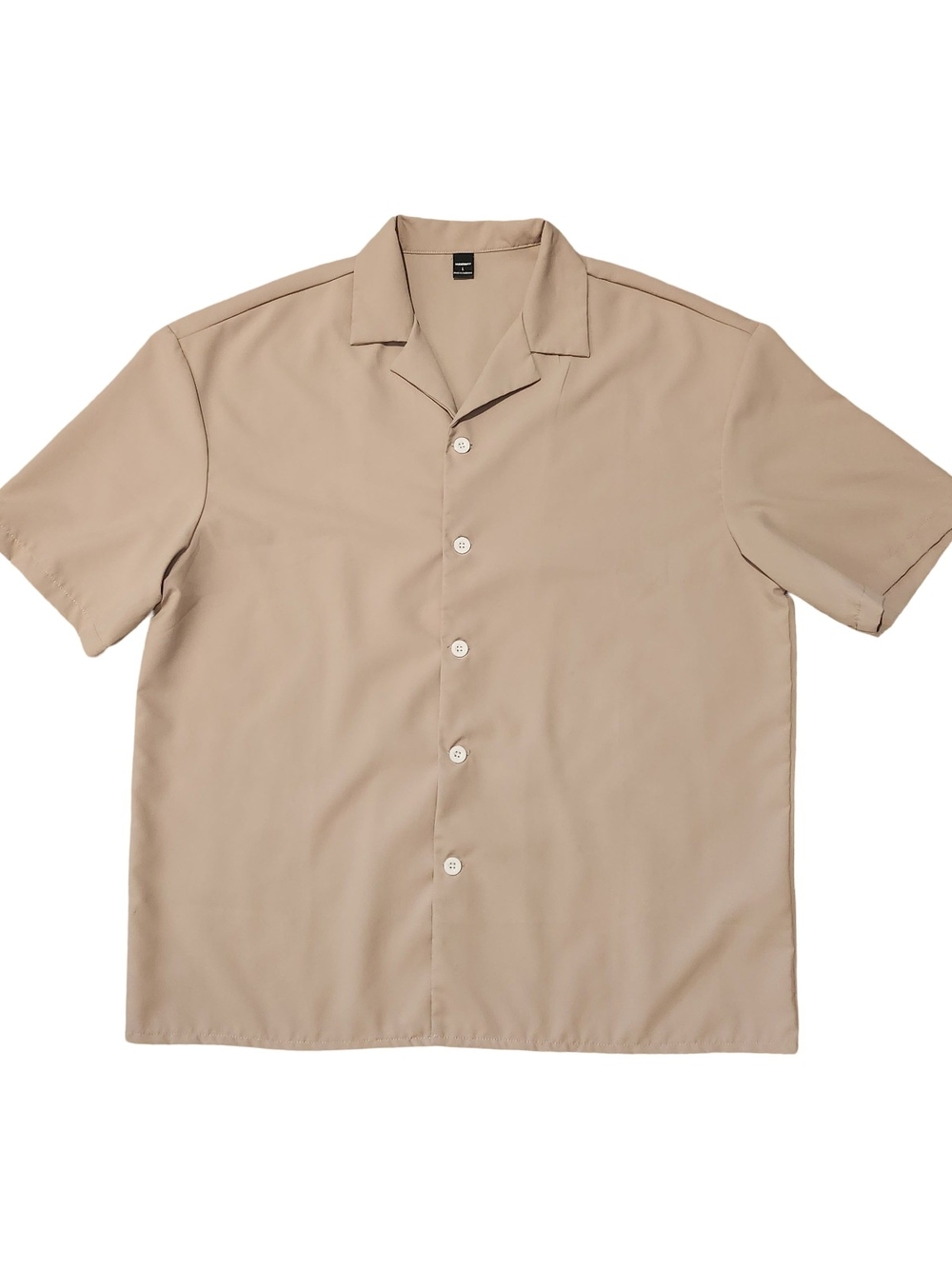 Men's Short Sleeve Button-Down Camp Collar Shirt - Beige